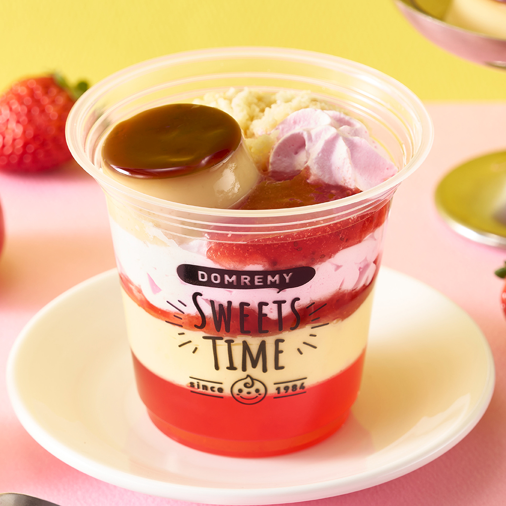 ミニプリンと苺のパフェ | おいしいきもち！ドンレミー